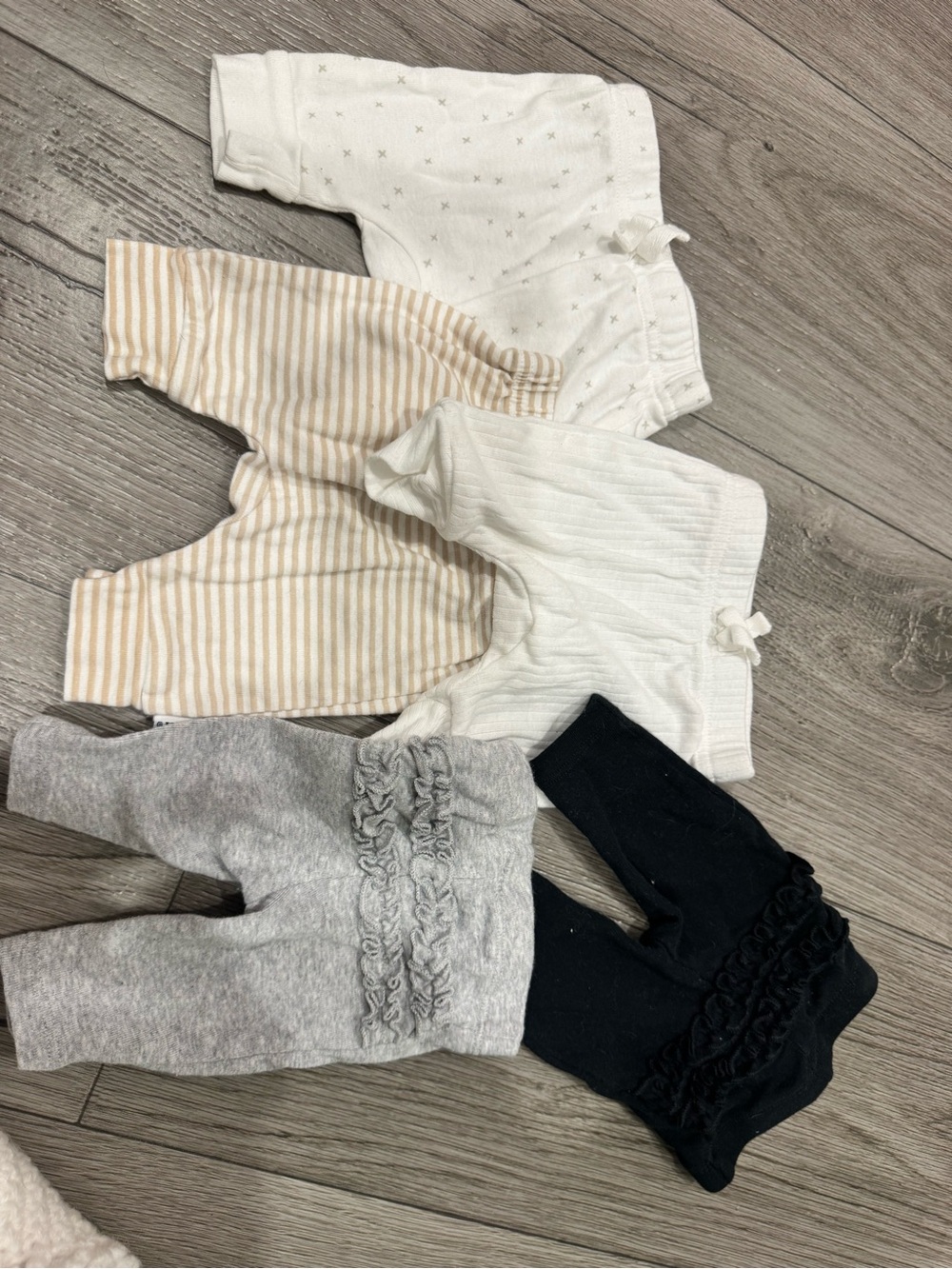Carters and Gerber Baby Pants Bundle - Neutral Stripe, White, Gray & Black